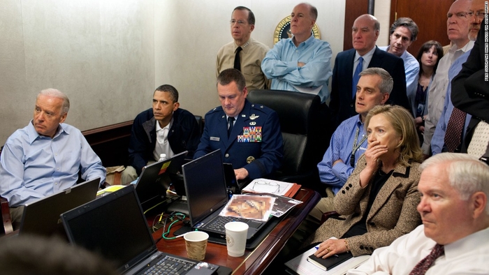 Барак Обама, Хиллари Клинтон и Джо Байден  Узнали про смерть бен Ладена