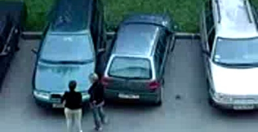 Говорят, так паркуются блондинки.