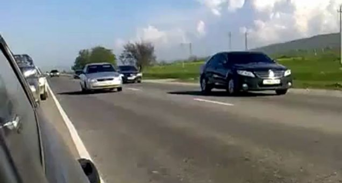 Кортеж Путина в Чечне