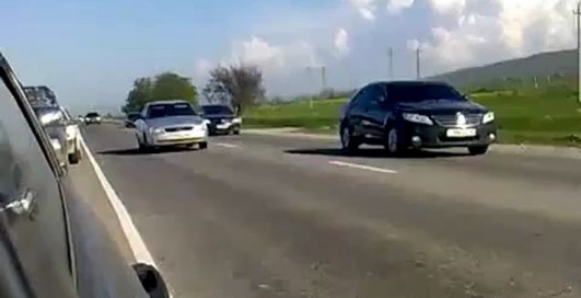 Кортеж Путина в Чечне