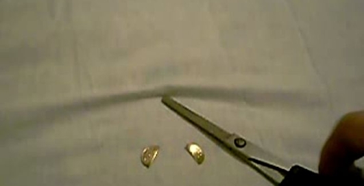 Разрезаем монету ножницами