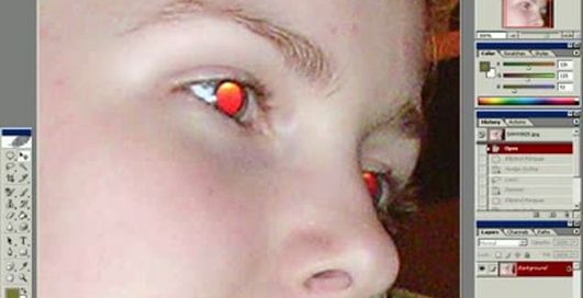 Уроки фотошопа -  Удаление эффекта красных глаз с использованием цветовых каналов