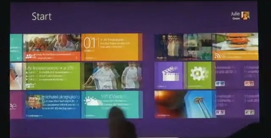 Демонстрация интерфейса Windows 8 для планшетов