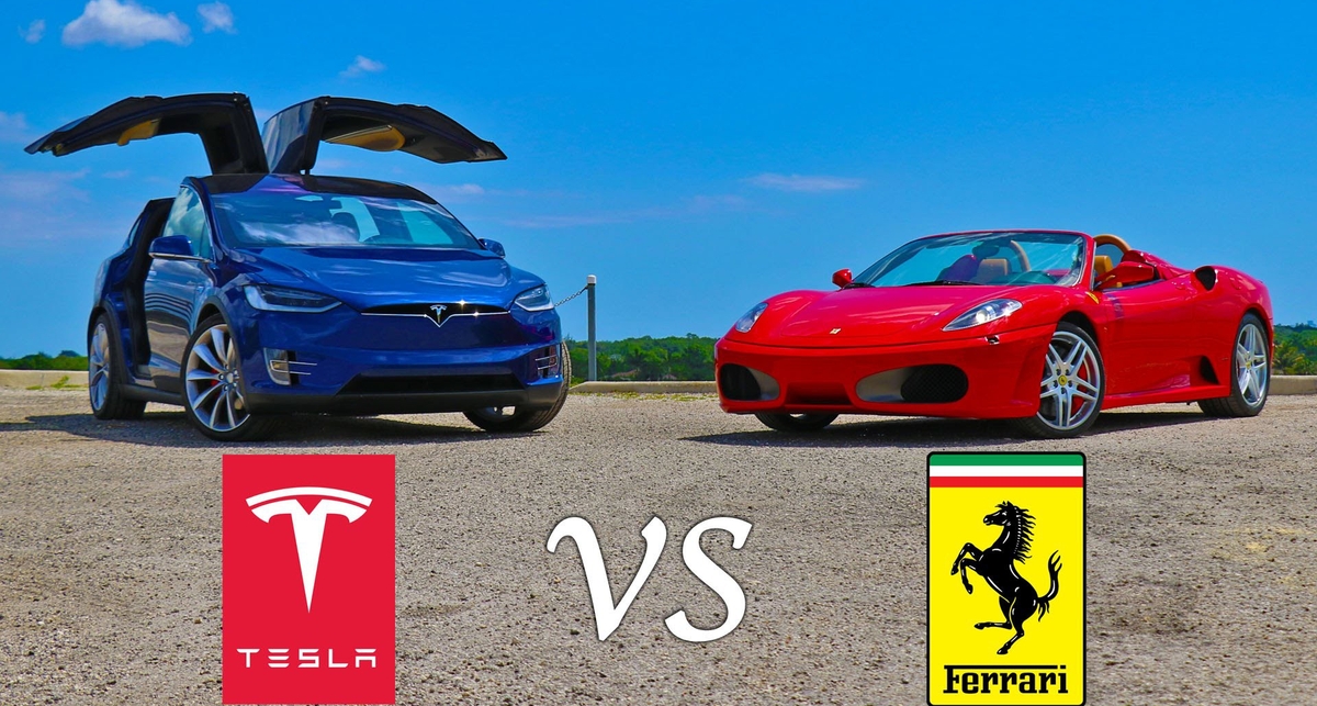 Tesla Model X P90D против Ferrari F430 Spider: кто круче