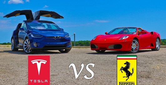 Tesla Model X P90D против Ferrari F430 Spider: кто круче