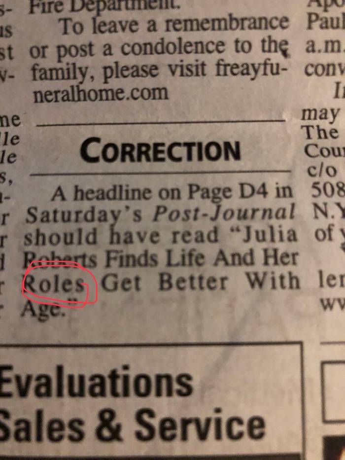 Газета смешно опечаталась про &quot;дыры&quot; Джулии Робертс