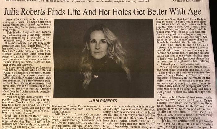Газета смешно опечаталась про &quot;дыры&quot; Джулии Робертс