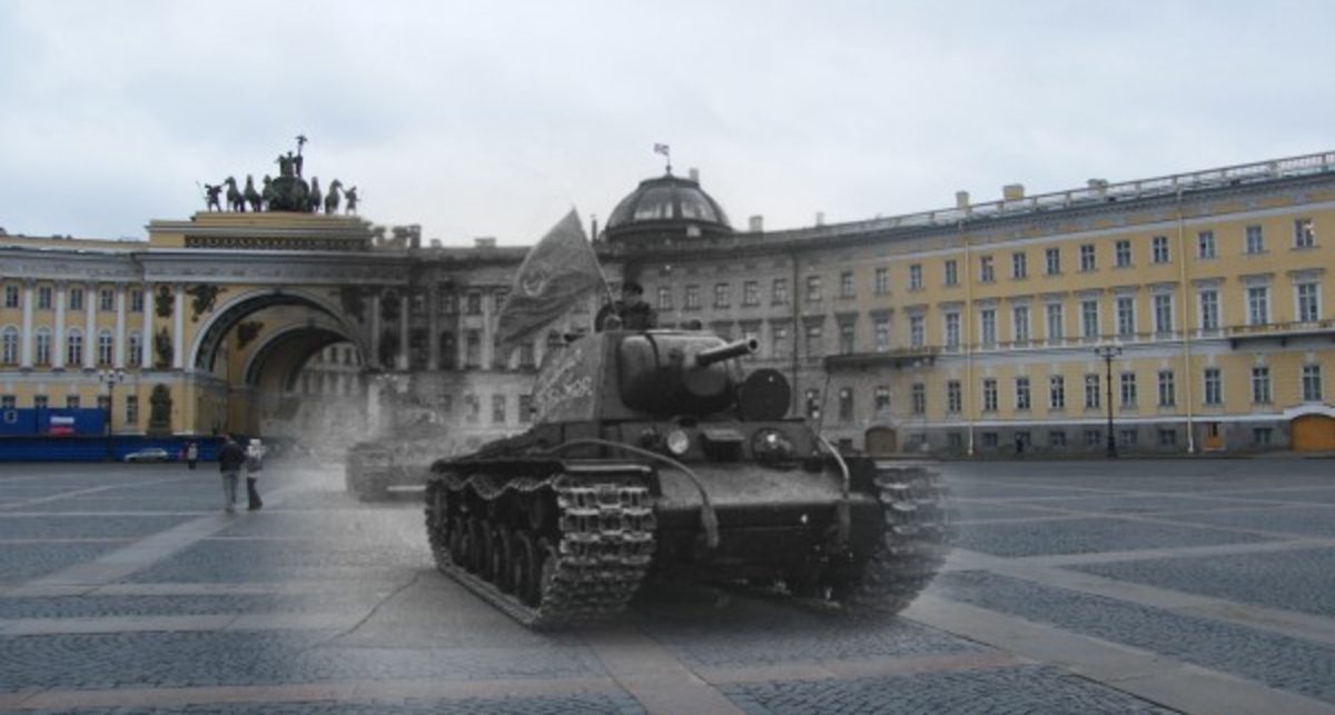 Художник вывел танки в центр Петербурга